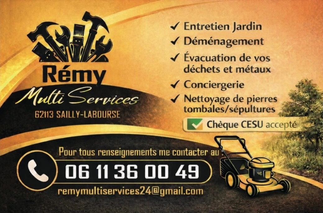 Carte de visite – Rémy Multi Services Lens Liévin Lille Arras Douai